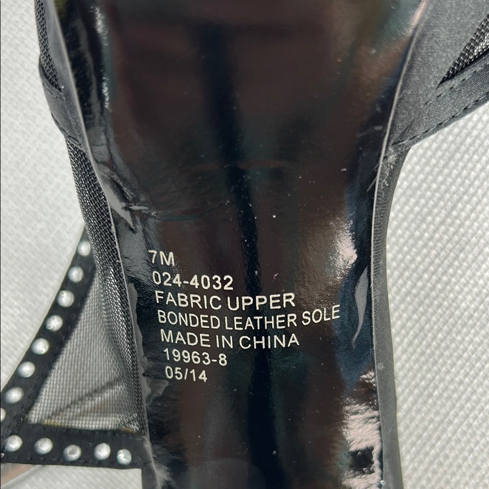 Black and Silver Rhinestone Slingback Heels - Picture 5 of 5